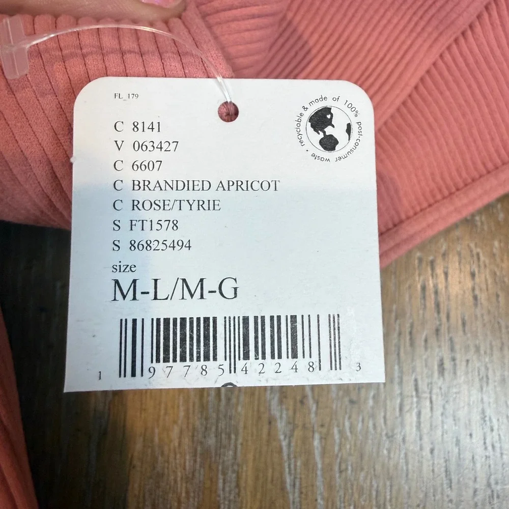 Free People NWT Meg Ribbed Bodysuit Pink Brandied Apricot Size‎ S/M